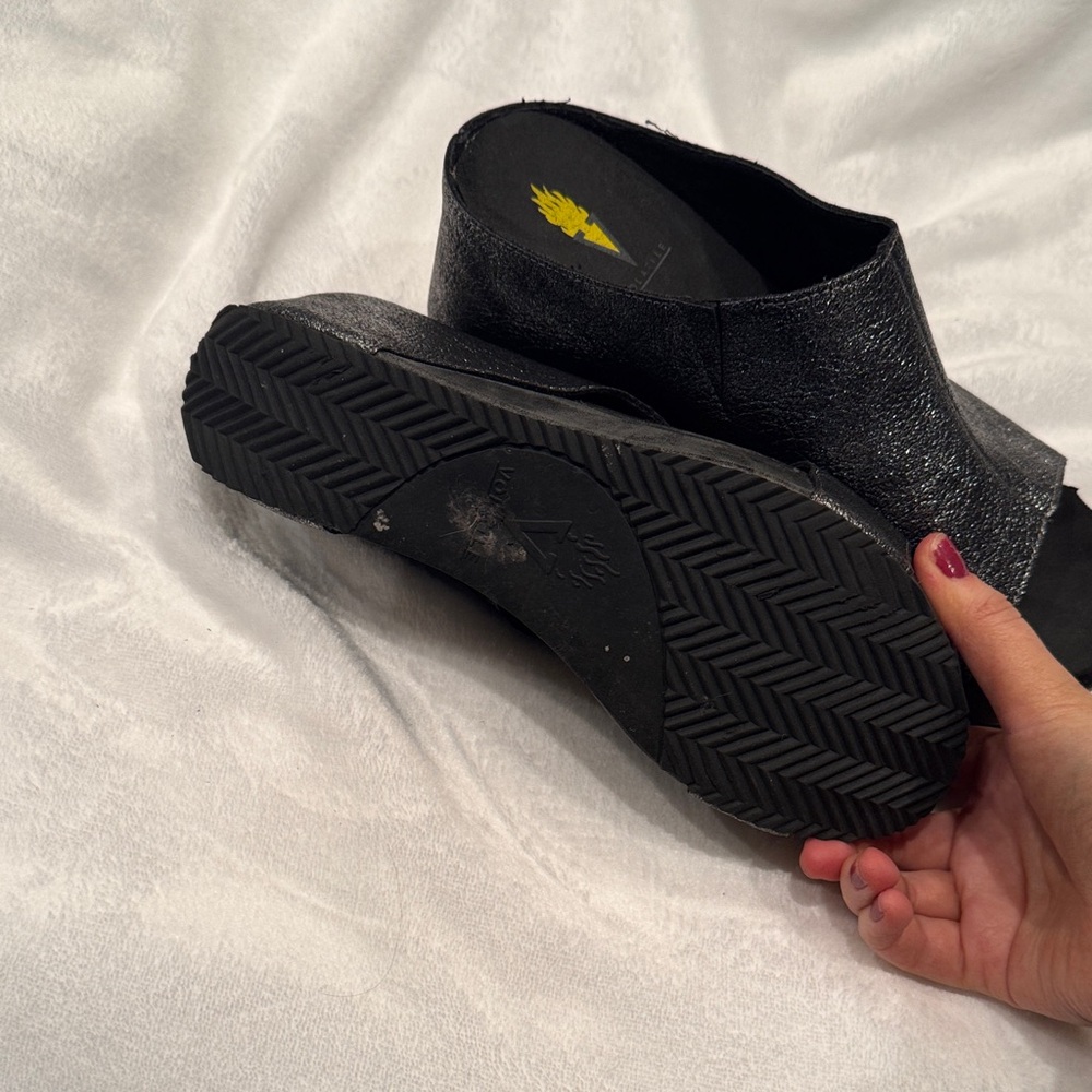 Volatile Shimmering Black Mules - Picture 3 of 5